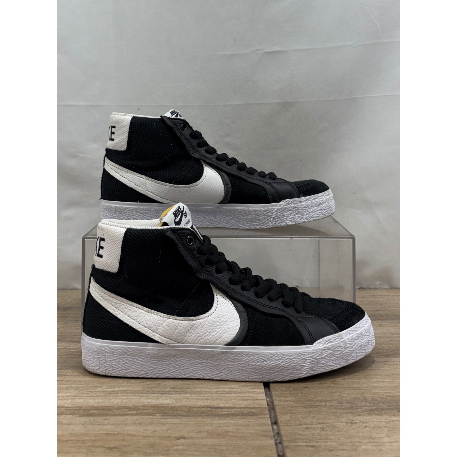 Nike Sb Blazer Mid Men's Black White Skate Shoes Size 8 Dr9144-001